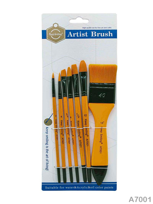 Gift To Love | Paint Brush Orange Handle | Pcs : 7 Pcs | Code : A7001