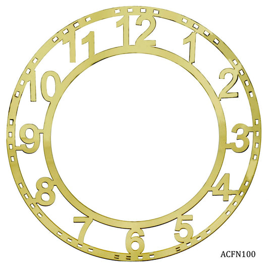 Gift To Love | Acrylic Clock Frame Numerical | Color : Gold | Size : 10 Inch | Code : ACFN100