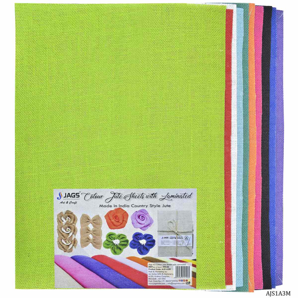 Gift To Love | A3 Jute Sheet | Color : Mix Colour | Pcs : 10 Sheet | Code : AJS1A3M