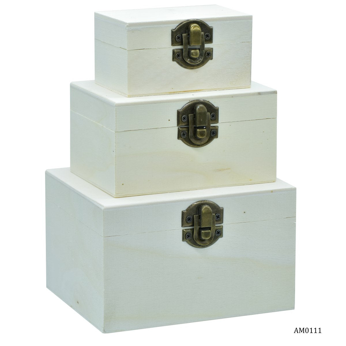 Gift To Love | Wooden Empty Box Small Square Shape | Pcs : Set Of 3 Pcs | Code : AM0111