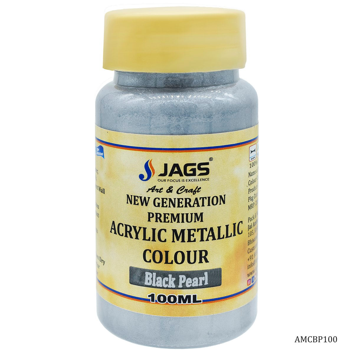 Gift To Love | Acrylic Metallic Colour | Color : Black Pearl | Pcs : 100 Ml | Code : AMCBP100