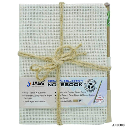 Gift To Love | Notebook Jute Cover | Color : Off White | Size : A6 | Pcs : 160 Pages | Code : ANBO00