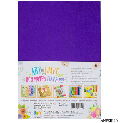 Gift To Love | Nonwoven Felt | Color : Violet | Size : A4 | Pcs : 10 Sheets | Code : ANFSBI40
