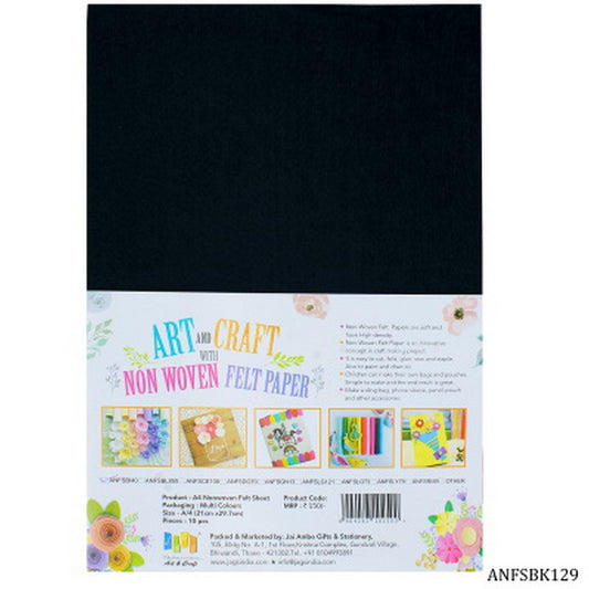 Gift To Love | Nonwoven Felt | Color : Black | Size : A4 | Pcs : 10 Sheets | Code : ANFSBK129