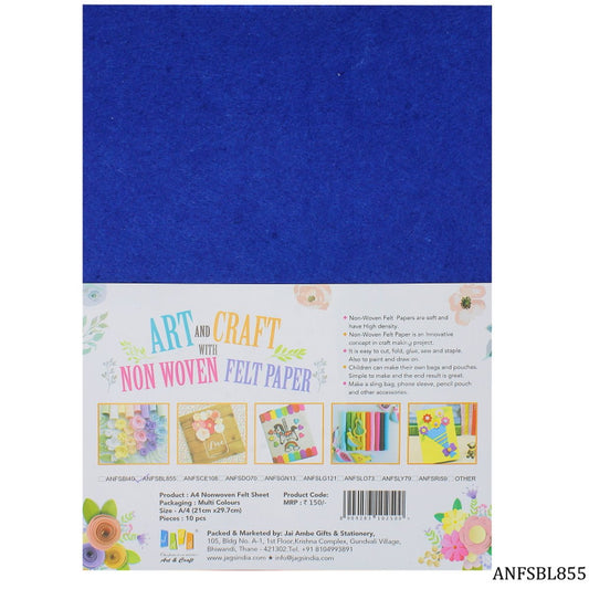 Gift To Love | Nonwoven Felt | Color : Blue | Size : A4 | Pcs : 10 Sheets | Code : ANFSBL855