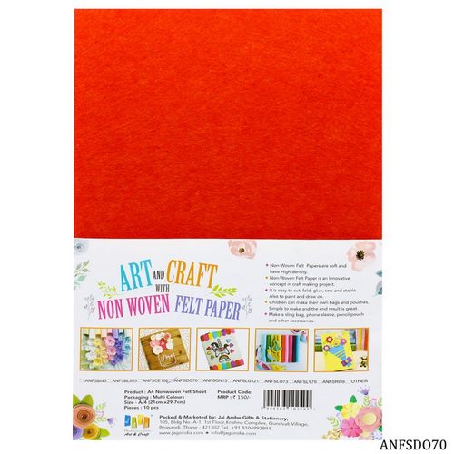 Gift To Love | A4 Nonwoven Felt 10 Sheet Dark Orange (11534) | Code : ANFSDO70