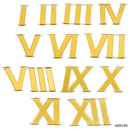 Gift To Love | Acrylic Roman Number For Clock | Color : Gold | Pcs : 12 Pcs Set | Code : ARN100