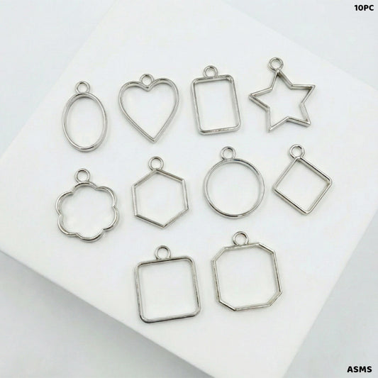 Gift To Love | Bezels Mix Shape Set | Color : Silver | Pcs : 10 Pcs | Code : ASMS
