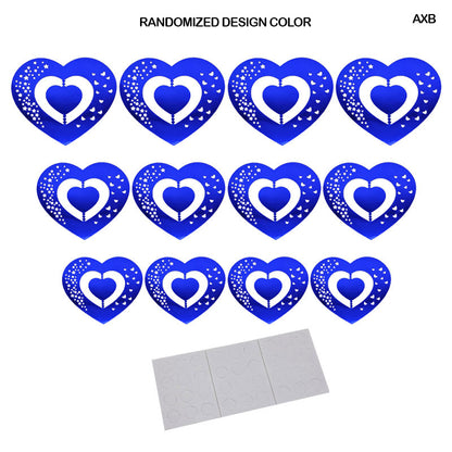 Gift To Love | 3D Heart Decoration Metallic Sticker | Pcs : 12 Heart | Code : AXB