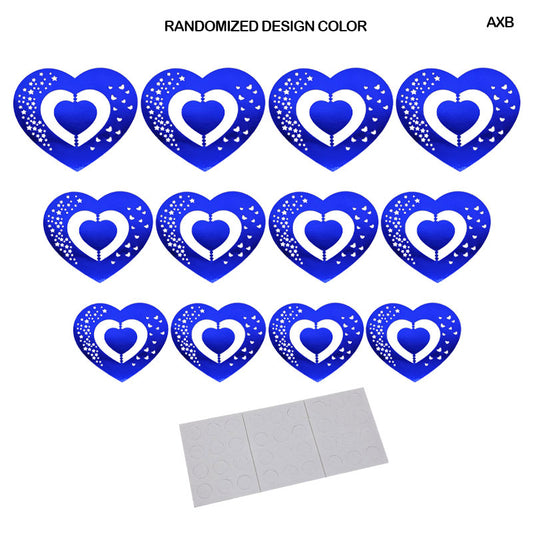 Gift To Love | 3D Heart Decoration Metallic Sticker | Pcs : 12 Heart | Code : AXB