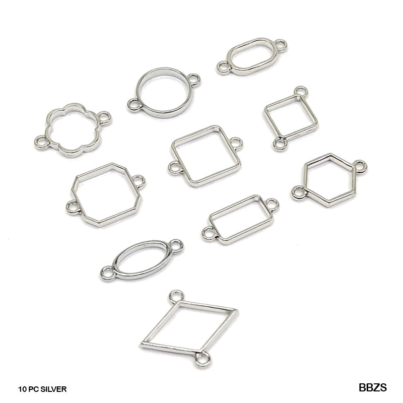 Gift To Love | Bezels Mix Shape Set | Color : Silver | Pcs : 10 Pcs | Code : BBZS
