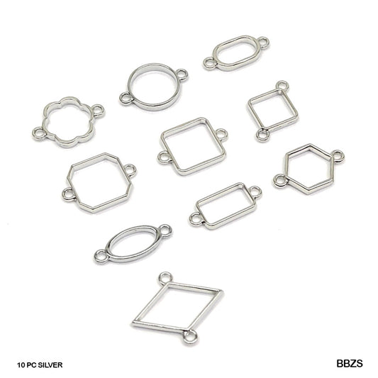 Gift To Love | Bezels Mix Shape Set | Color : Silver | Pcs : 10 Pcs | Code : BBZS