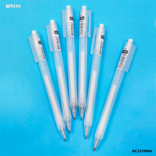 Gift To Love | White Pen | Color : White | Size : 0.8 Mm | Pcs : 6 Pcs | Code : BC22196W