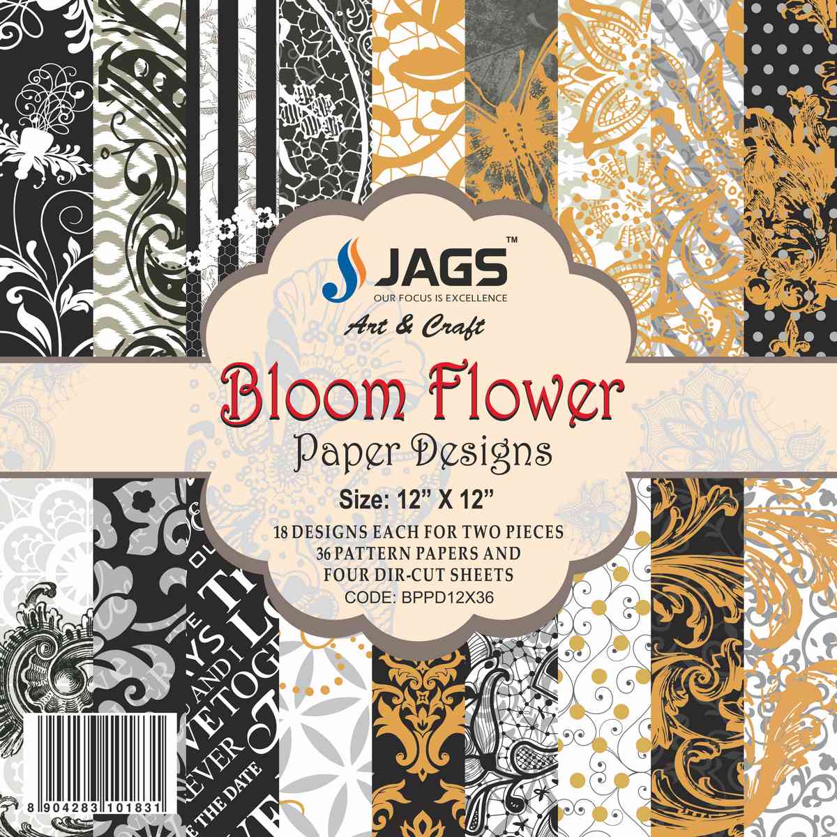 Gift To Love | Paper Bloom Flower | Size : 12X12 | Pcs : 36 Sheets | Code : BPPD12X36