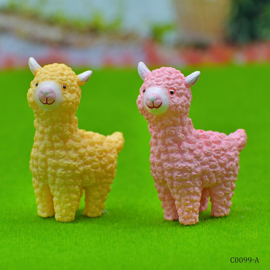 Gift To Love | Miniature Model Alpaca | Color : Pink And Yellow | Pcs : 2 Pcs | Code : C0099-A