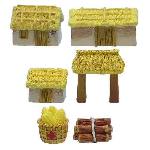 Gift To Love | Miniature Model Yellow Farm House 6 Pcs Set | Code : C2825-A