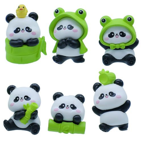 Gift To Love | Miniature Model Panda Green & White 6 Pcs Set | Code : C2831-A
