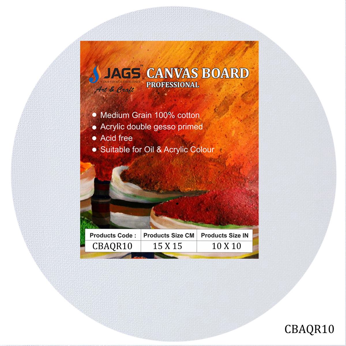 Gift To Love | Canvas Board Round Artist Quality | Color : White | Size : 10 Inch | Code : CBAQR10