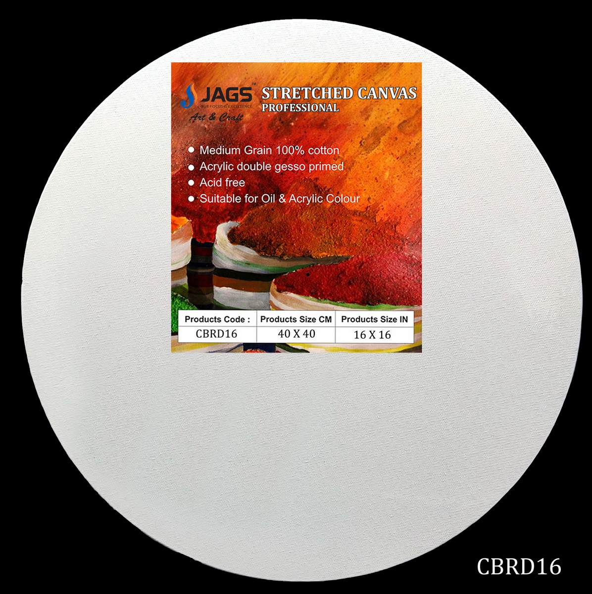 Gift To Love | Canvas Board Stretched Frame Round | Size : 16 Inch | Code : CBRD16