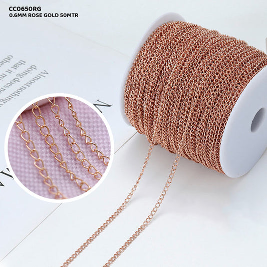 Gift To Love | Chain | Color : Rose Gold | Size : 0.6 Mm | Pcs : 50 Mtr | Code : CC0650RG