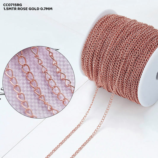 Gift To Love | Chain | Color : Rose Gold | Size : 0.7 Mm X 1.5 Mtr | Code : CC0715RG