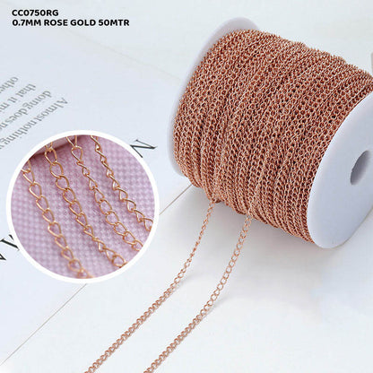 Gift To Love | Chain | Color : Rose Gold | Size : 0.7 Mm X 50 Mtr | Code : CC0750RG