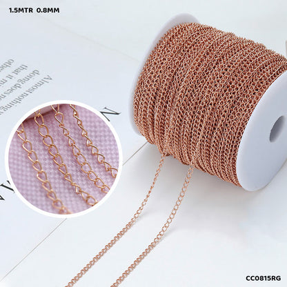 Gift To Love | Chain | Color : Rose Gold | Size : 0.8 Mm | Pcs : 1.5 Mtr | Code : CC0815RG
