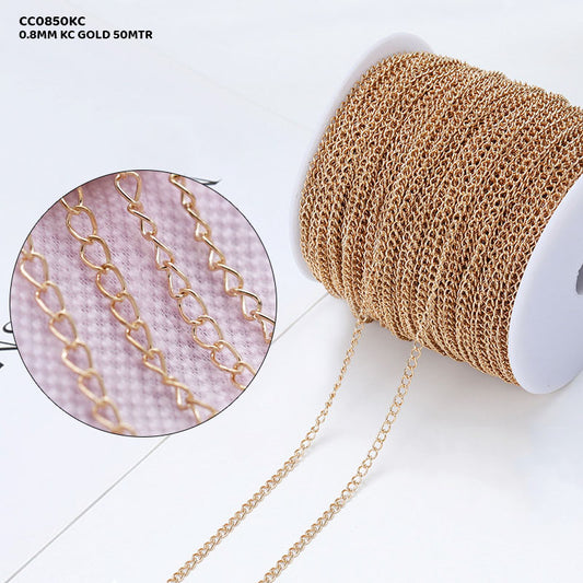 Gift To Love | Chain | Color : Kc Gold | Size : 0.8 Mm | Pcs : 50 Mtr | Code : CC0850KC