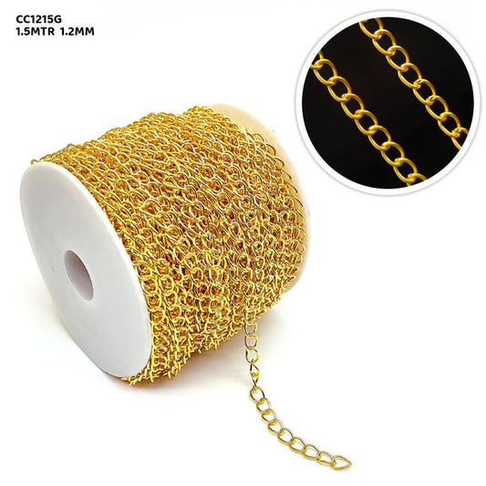 Gift To Love | Chain | Color : Gold | Size : 1.2 Mm X 1.5 Mtr | Code : CC1215G