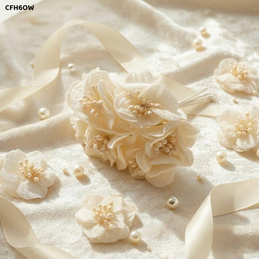 Gift To Love | Cloth Flower | Color : Off White | Pcs : 6 Pcs | Code : CFH6OW