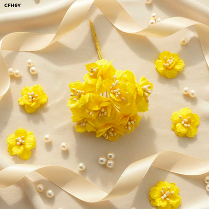 Gift To Love | Cloth Flower | Color : Yellow | Pcs : 6 Pcs | Code : CFH6Y