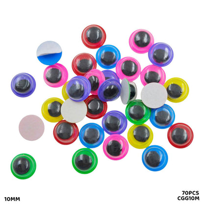 Gift To Love | Googly Eye Colored | Color : Multi | Size : 10 Mm | Pcs : 70 Pcs | Code : CGG10M