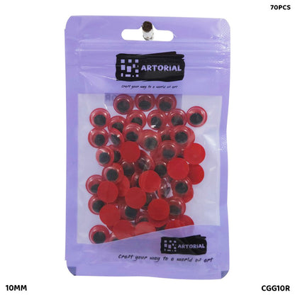 गिफ्ट टू लव | गूगली आई रंगीन 10MM लाल 70 पीस | कोड : CGG10R