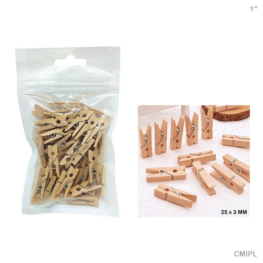 Gift To Love | Clip Mini Wooden | Size : 1 Inch | Pcs : 50 Pcs | Code : CMIPL