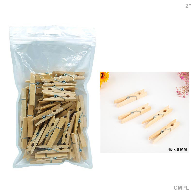 Gift To Love | Clip Medium Wooden | Size : 2 Inch | Pcs : 50 Pcs | Code : CMPL