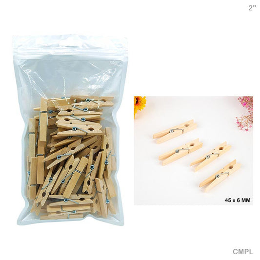 Gift To Love | Clip Medium Wooden | Size : 2 Inch | Pcs : 50 Pcs | Code : CMPL