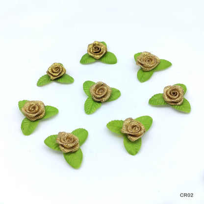 Gift To Love | Satin Cloth Flower | Color : Gold | Pcs : 72 Pcs | Code : CR02