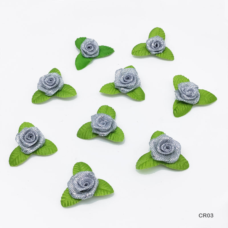Gift To Love | Satin Cloth Flower | Color : Silver | Pcs : 72 Pcs | Code : CR03