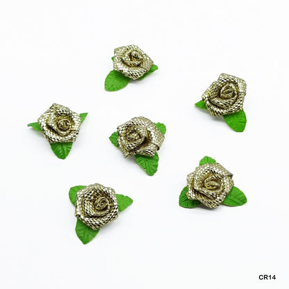 Gift To Love | Satin Cloth Flower | Color : Glittery Rose Gold | Pcs : 24 Pcs | Code : CR14