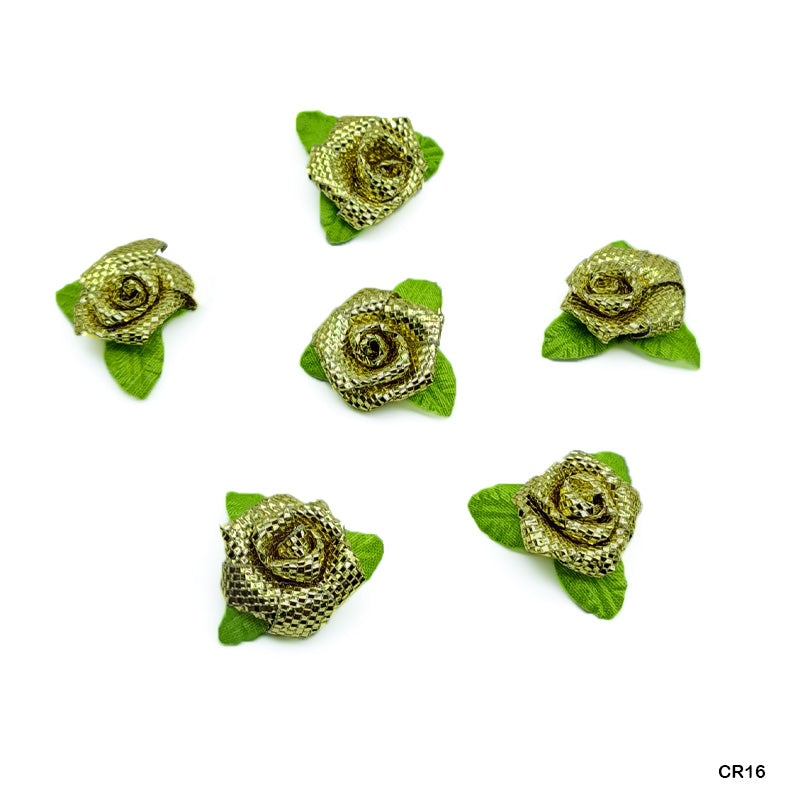 Gift To Love | Satin Cloth Flower | Color : Glittery Gold | Pcs : 24 Pcs | Code : CR16