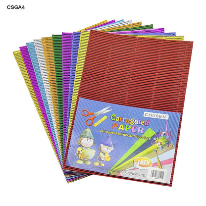 Gift To Love | A4 Corrugated Metallic Sheets | Color : Multi | Size : A4 | Pcs : 10 Pcs | Code : CSGA4