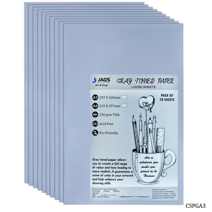 Gift To Love | Card Stock Paper | Color : Grey | Size : A3 | Pcs : 10 Sheets | Code : CSPGA3
