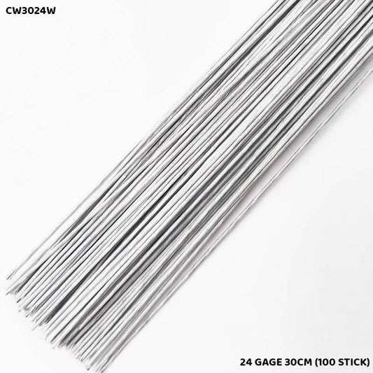 Gift To Love | Craft Wire | Color : White | Size : 24 Gage 30 Cm | Pcs : 100 Sticks | Code : CW3024W