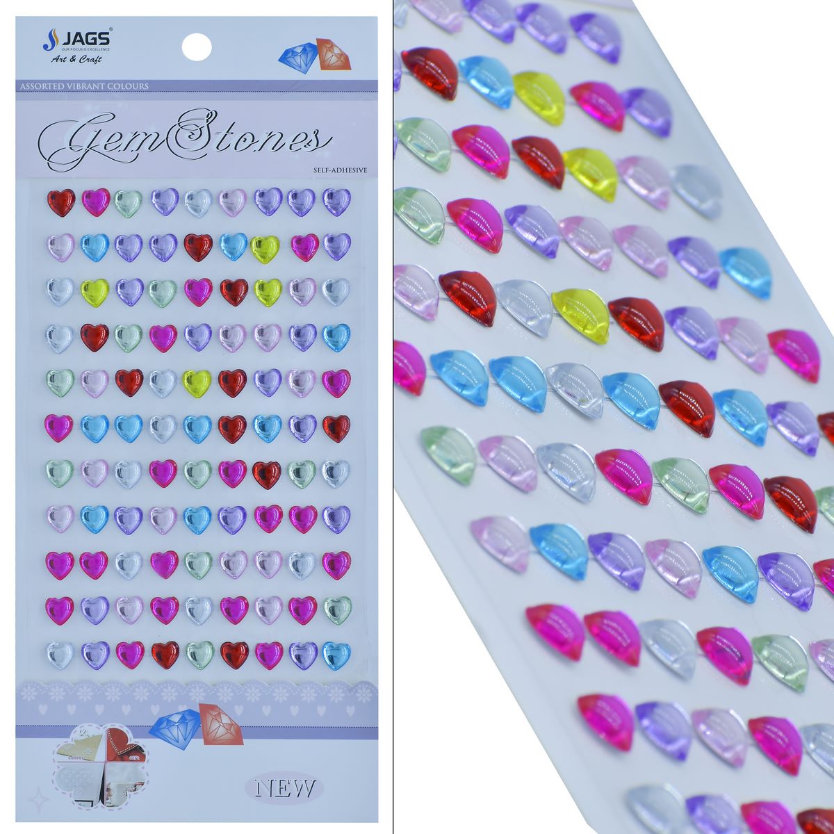 Gift To Love | Heart Gem Stones Sticker | Color : Multicolour | Code : CXM-015-C