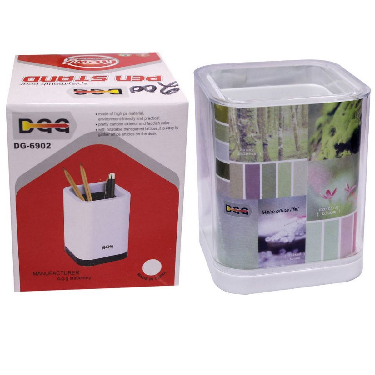 Gift To Love | Plastic Pen Stand Square | Color : Transparent | Code : DG-6902