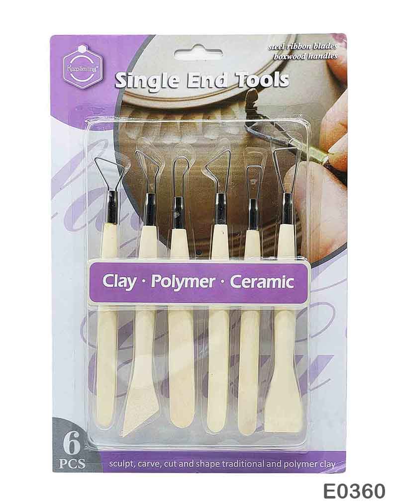 Gift To Love | 6Pc Clay Tool Wood Handle (E0360) | Pcs : 6Pc | Code : E0360