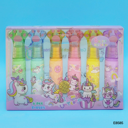 Gift To Love | Unicorn Hand Highlighter Bottle | Pcs : 6 Pcs | Code : E8585