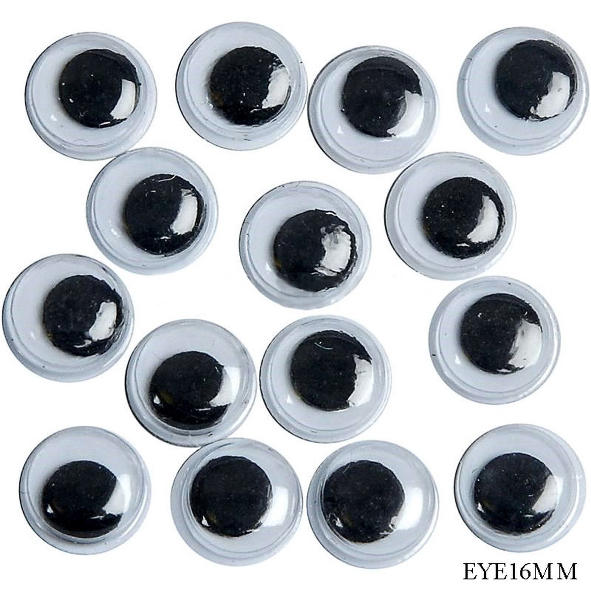 Gift To Love | Craft Googly Eye | Size : 16 Mm | Pcs : 60 Pcs | Code : EYE16MM