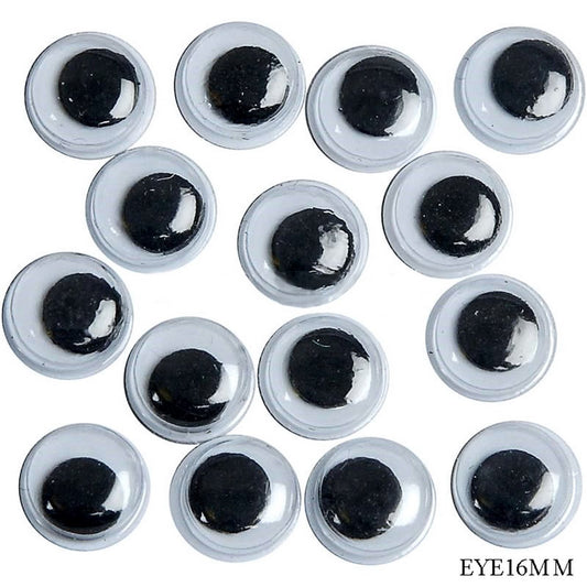Gift To Love | Craft Googly Eye | Size : 16 Mm | Pcs : 60 Pcs | Code : EYE16MM