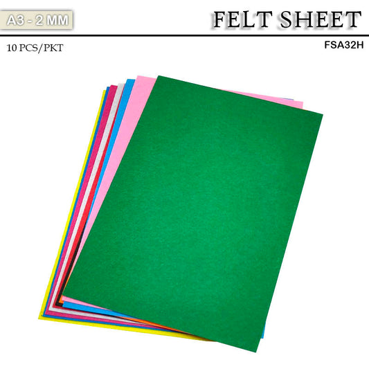 Gift To Love | Felt Sheet | Color : Multicolored | Size : A3 | Pcs : 10 Sheets | Code : FSA32H